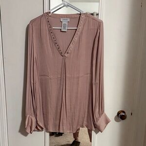 Cami NYC Mauve V-Neck Blouse with Stud Details